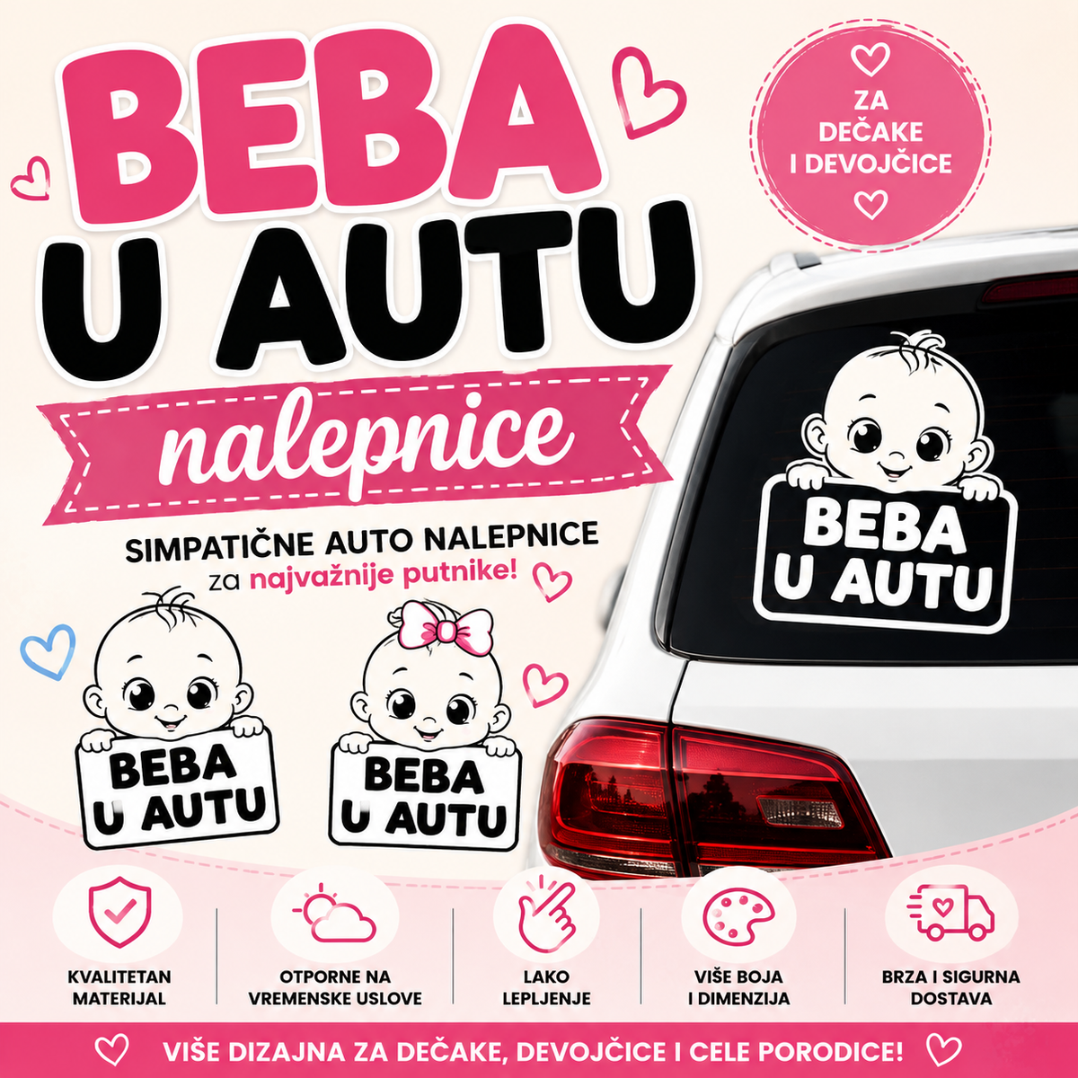 Beba u autu nalepnice | Auto stikeri za automobil