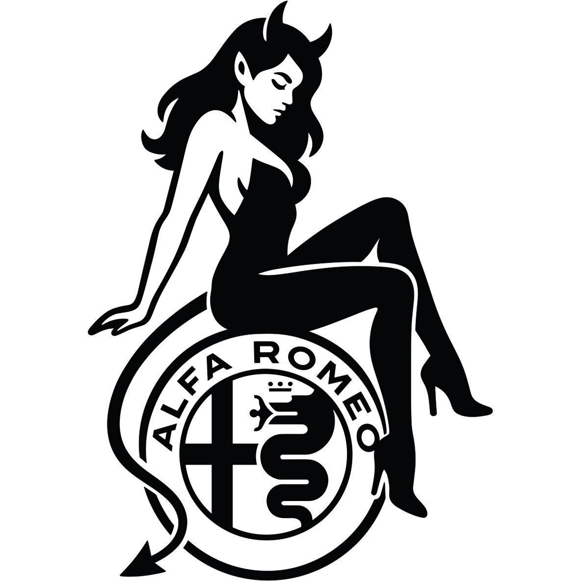 Alfa Romeo devojka đavo auto nalepnica sa Alfa Romeo znakom