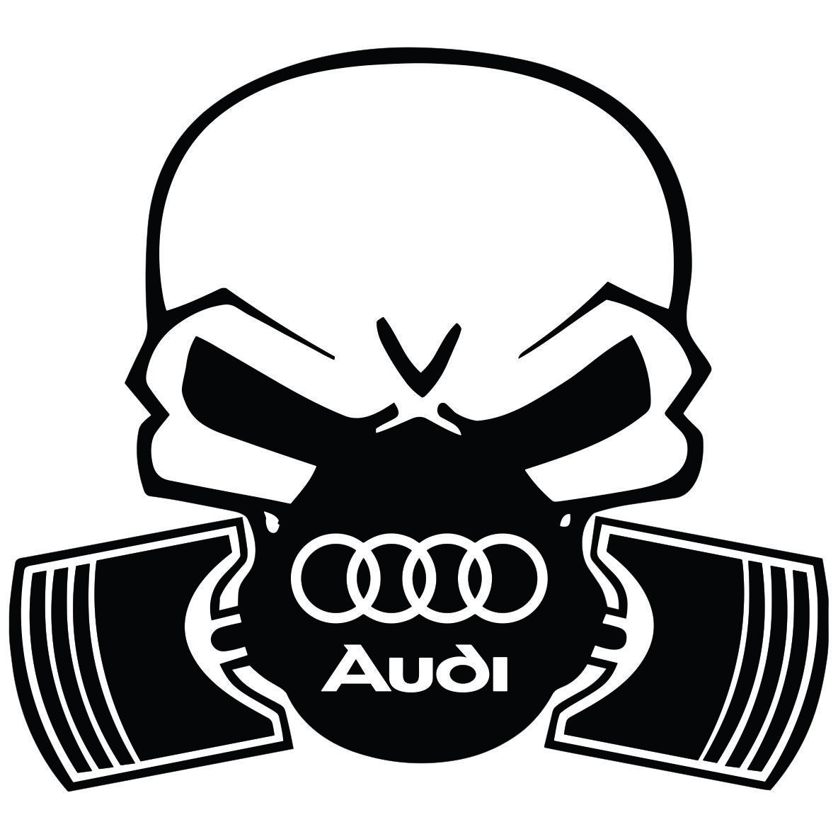 Audi Skull auto nalepnica sa lobanjom i Audi znakom