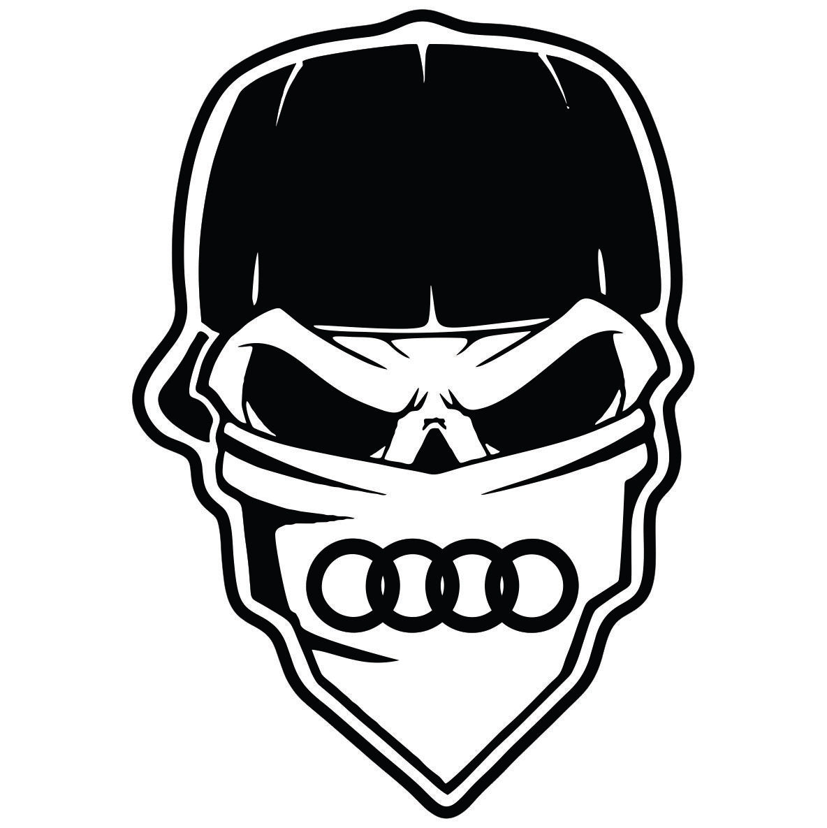 Audi Skull auto nalepnica sa lobanjom, maramom i Audi znakom