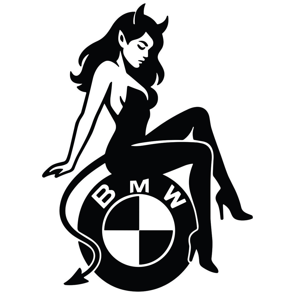 BMW Devojka Đavo auto nalepnica sa BMW znakom