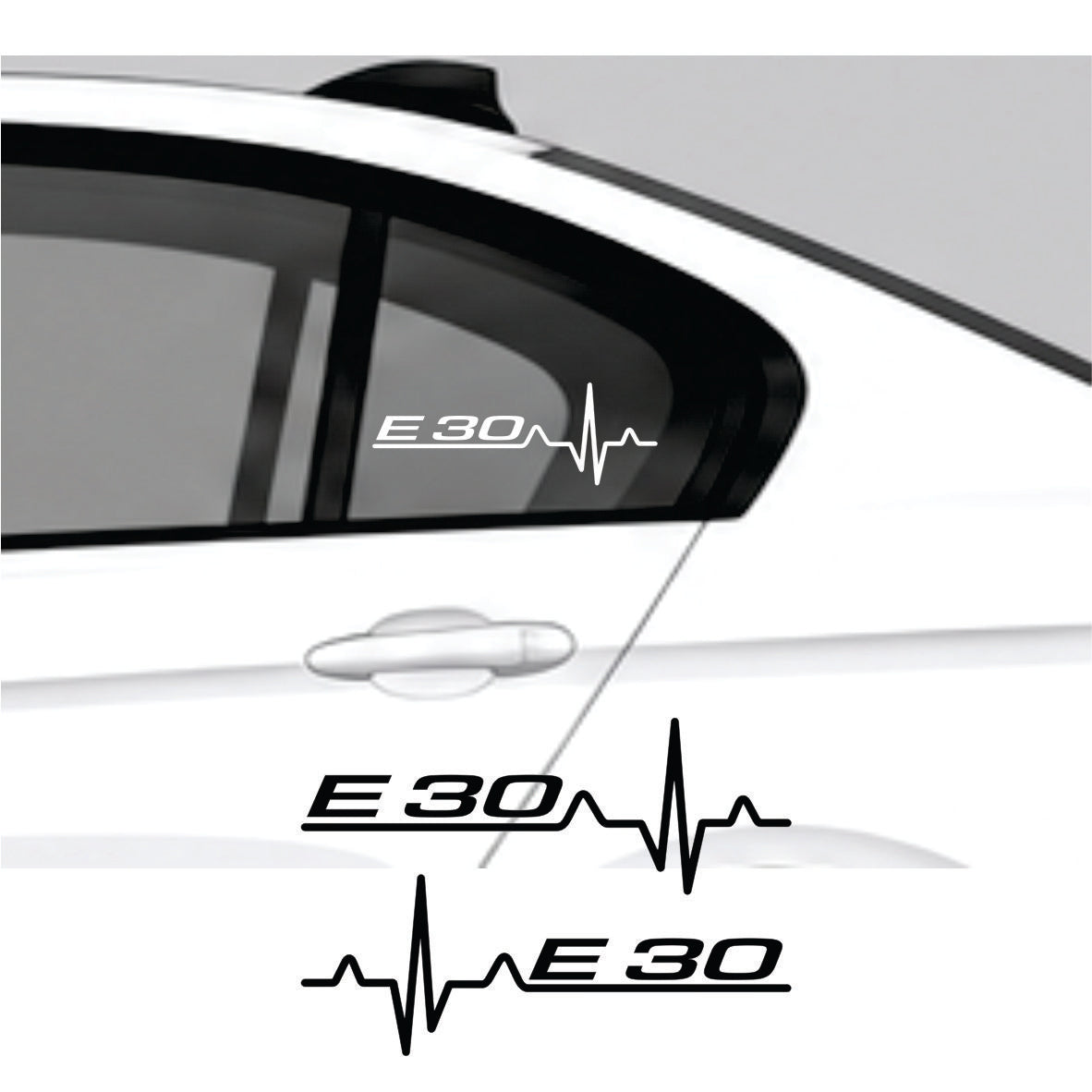 BMW E30 Heartbeat auto nalepnica sa E30 oznakom
