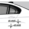 BMW E46 heartbeat auto nalepnica sa E46 natpisom
