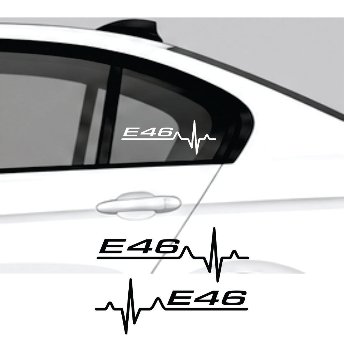 BMW E46 heartbeat auto nalepnica sa E46 natpisom