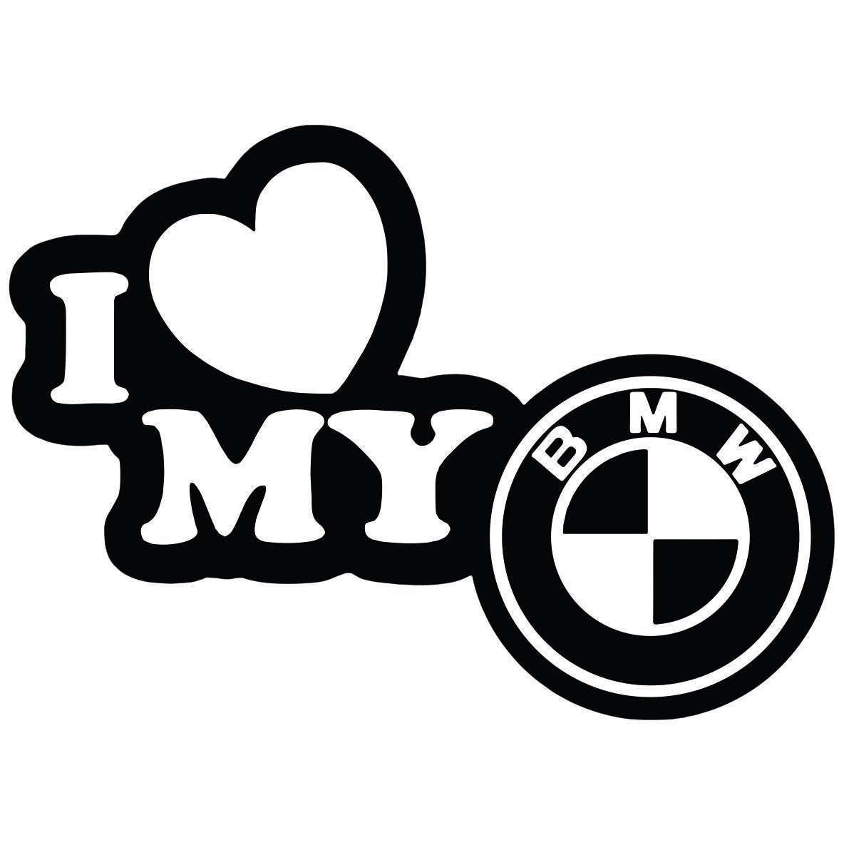 BMW I Love My BMW auto nalepnica sa srcem i BMW znakom
