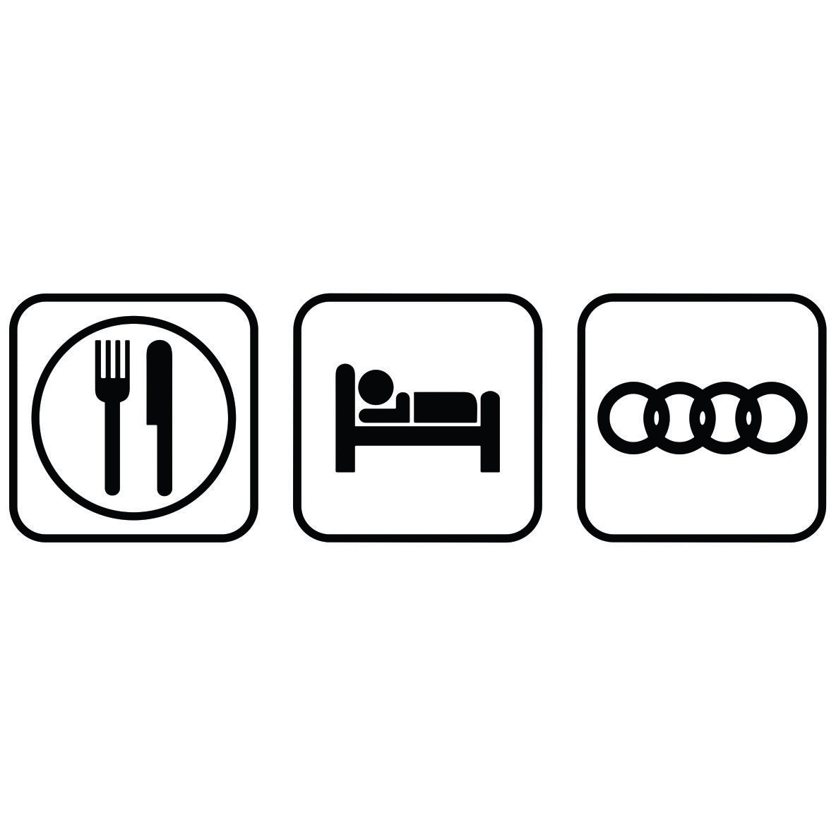 Eat Sleep Audi auto nalepnica sa Audi znakom