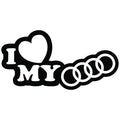 I Love My Audi auto nalepnica sa srcem i Audi znakom
