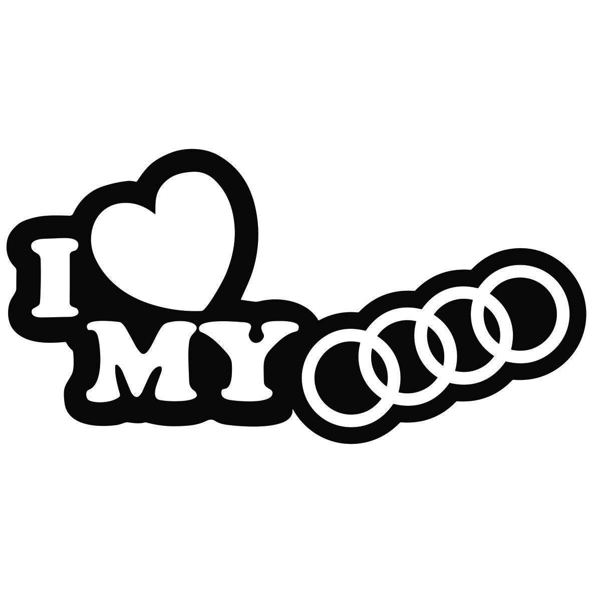 I Love My Audi auto nalepnica sa srcem i Audi znakom