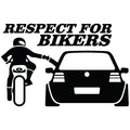 Respect for Bikers VW Golf 4 auto nalepnica sa motociklistom i automobilom