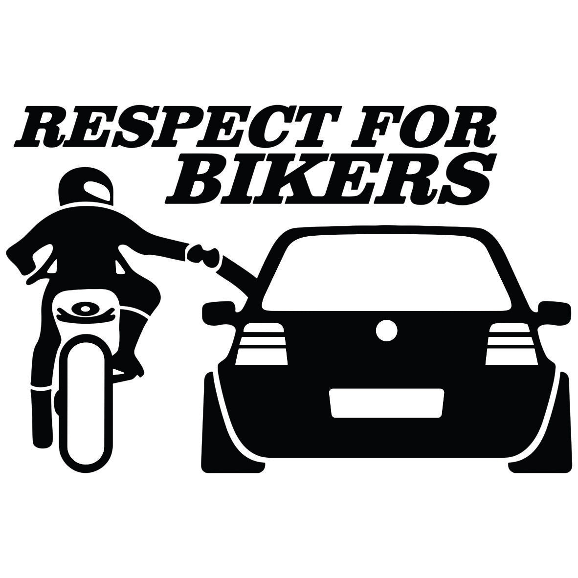 Respect for Bikers VW Golf 4 auto nalepnica sa motociklistom i automobilom