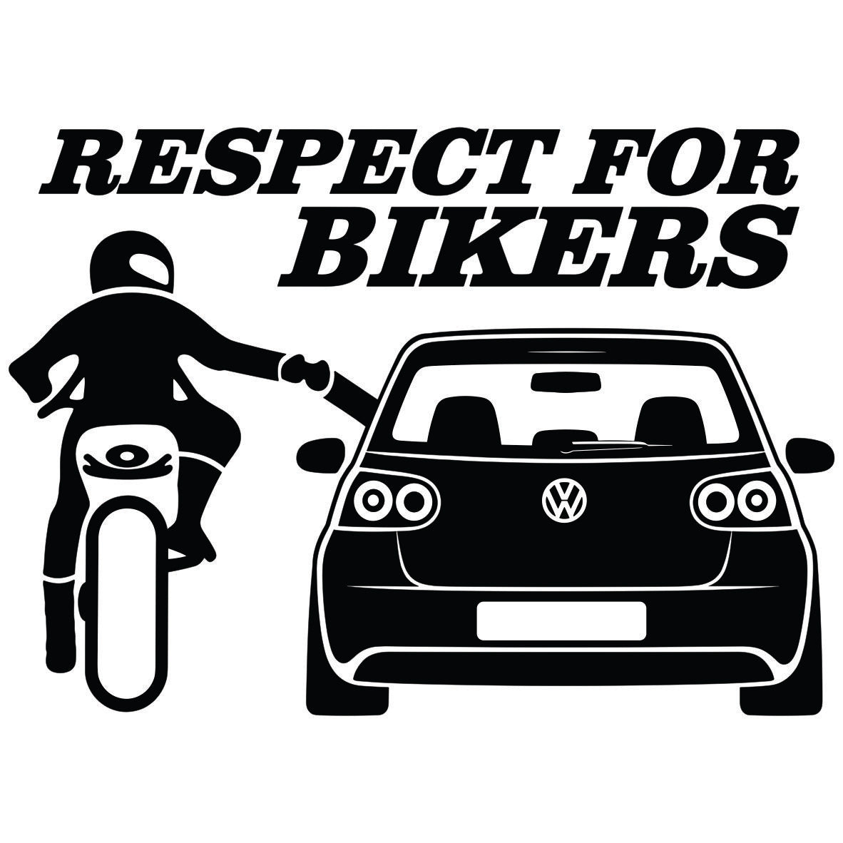 Respect for Bikers VW Golf 5 auto nalepnica sa motociklistom