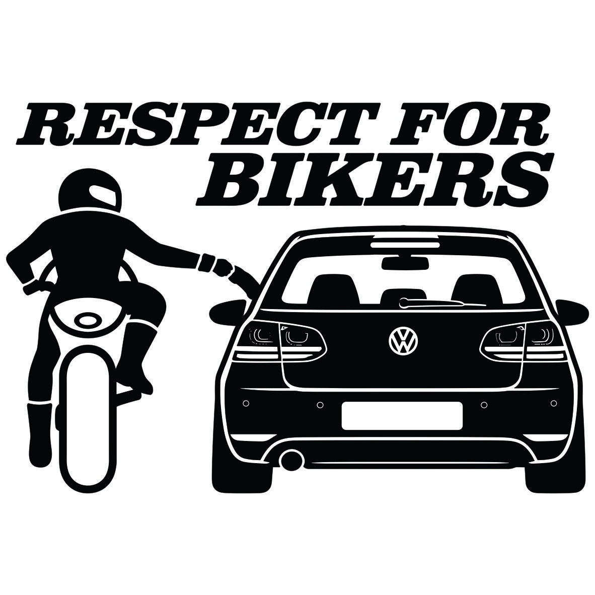 Respect for Bikers VW Golf 6 auto nalepnica sa motociklistom