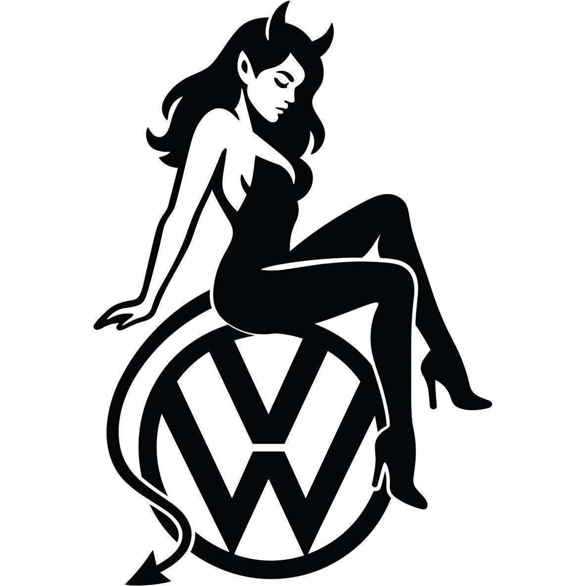 Volkswagen Devojka đavo auto nalepnica sa VW znakom